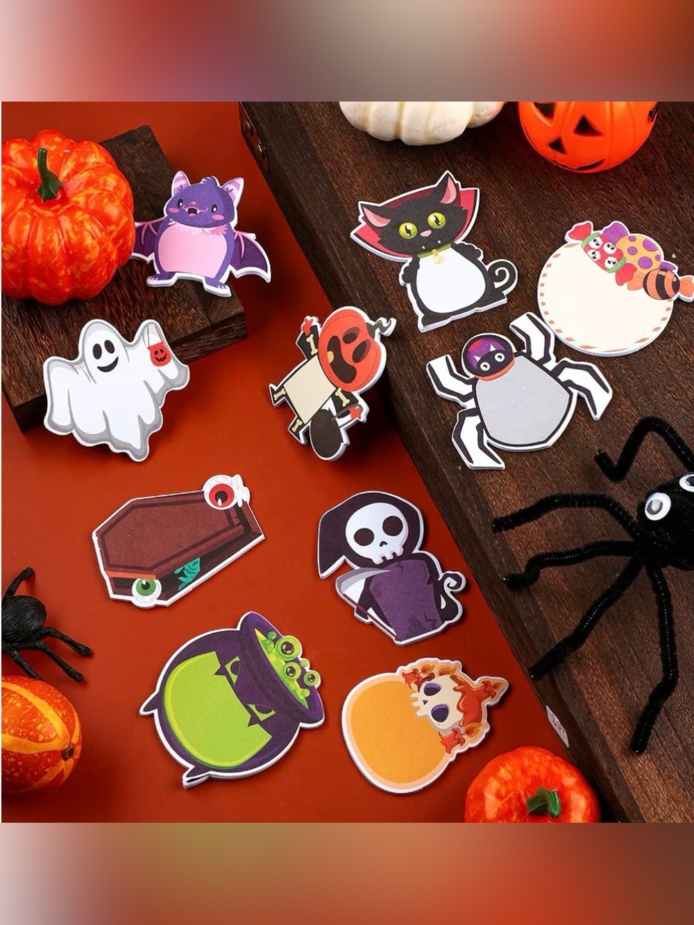 60 Halloween Sticky Notes Pick 1 Set Bats, Spiders, Skulls, Candy, Cats, Gifts - Picture 7 of 10
